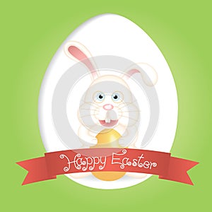 cute bunny and Happy Easter label