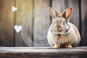 Cute Bunny with Heart. Adorable Image for Valentines Day, Love Themes, Greeting Cards