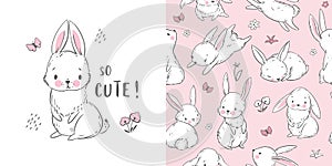Cute bunny pattern and kids print