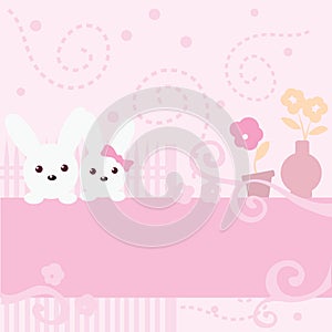 Cute bunny pink background