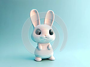 Cute bunny rabbit plush toy isolated on colorful background