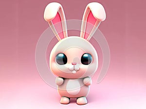 Cute bunny rabbit plush toy isolated on colorful background