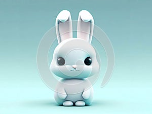 Cute bunny rabbit plush toy isolated on colorful background