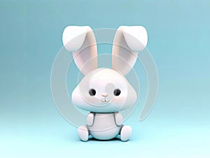 Cute bunny rabbit plush toy isolated on colorful background