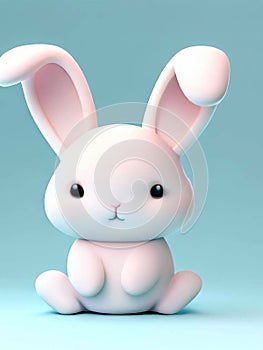 Cute bunny rabbit plush toy isolated on colorful background