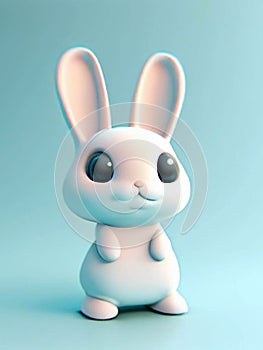 Cute bunny rabbit plush toy isolated on colorful background