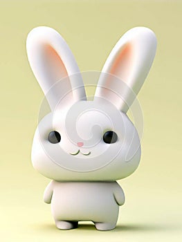 Cute bunny rabbit plush toy isolated on colorful background