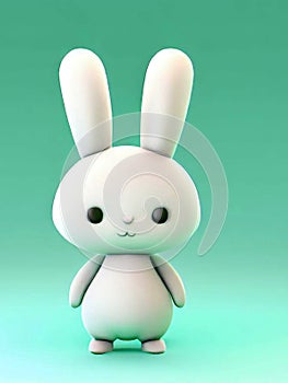 Cute bunny rabbit plush toy isolated on colorful background