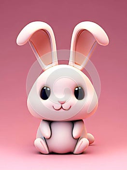 Cute bunny rabbit plush toy isolated on colorful background
