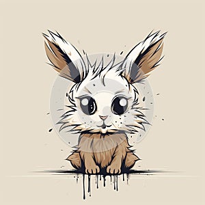 Cute Bunny In Splatterdyed Background: A Fawncore Fantasy Creature