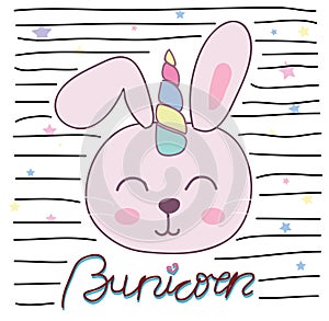 Cute bunny unicorn vector illustration for children design