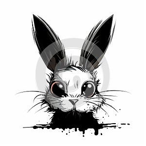 Cute Bunny Vector Art With Splashes Of Black - Eye-catching And Symmetrical