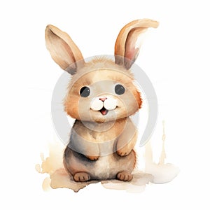 Cute Bunny Watercolor Illustration - Handmade Cartoon-like Characters