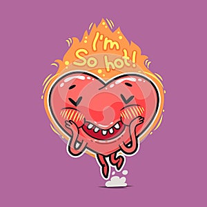 Cute Burning Heart for Valentine's Day