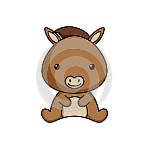 Cute business donkey icon on white background. Mascot cartoon animal character design of album, scrapbook, greeting card,