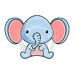 Cute business elephant icon on white background. Mascot cartoon animal character design of album, scrapbook, greeting card,