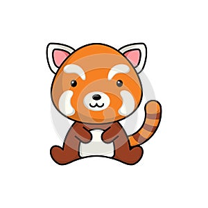 Cute business red panda icon on white background. Mascot cartoon animal character design of album, scrapbook, greeting card,