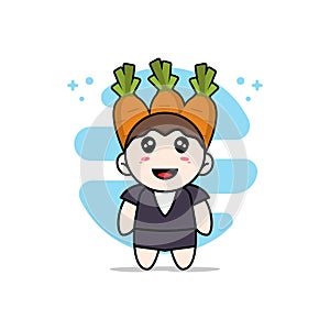 Cute business woman character wearing carrot costume