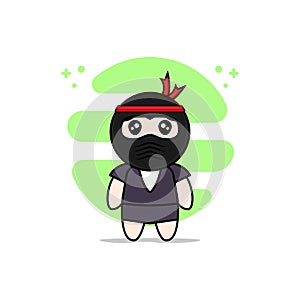 Cute business woman character wearing ninja costume