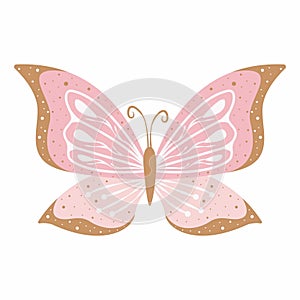 cute butterfly illustration pink and gold