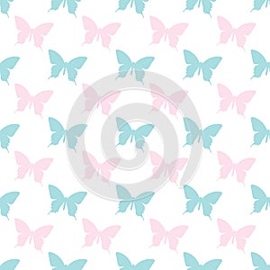 Cute butterfly silhouette seamless repeat pattern