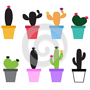 Cute Cactus icon on white background. flat style. Set Cute Cactus icon for your web site design, logo, app, UI.