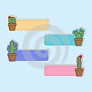 Cute Cactus Label Name Tags Sticky