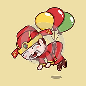 cute caishen god with balloon