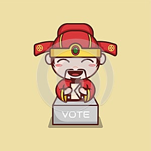 cute caishen god with vote