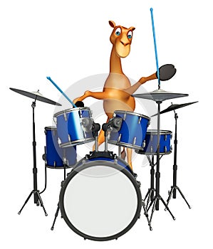 Cute Camel cartoon character with drum