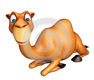 Cute Camel cartoon character with seating on ground
