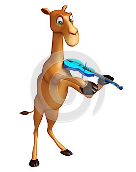 Cute Camel cartoon character with violin