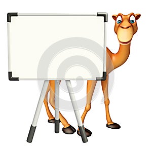 Cute Camel cartoon character with white board