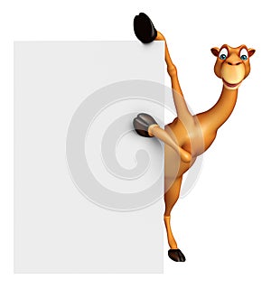 Cute Camel cartoon character with white board