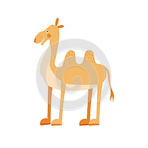 Cute camel in simple hand drawn style. Camel isolated on a white background.