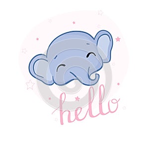 Cute card with elephant baby