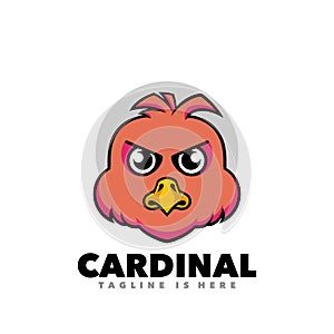 Cute cardinal angry head mascot logo illustration