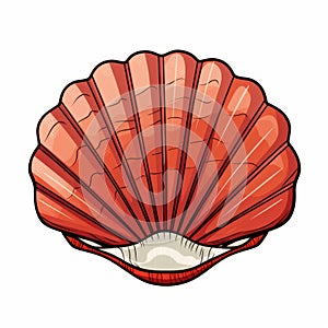 Cute Caricature Red Sea Shell Illustration