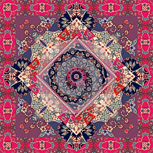 Cute carpet. Packaging design. Tablecloth. Pillowcase. Blanket. Russian patchwork style photo
