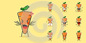 cute carrot character with angry expression