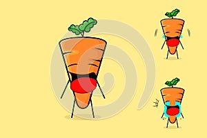 cute carrot character with crying expression and mouth open