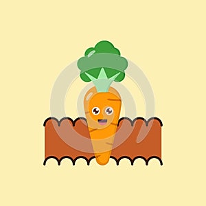 Cute Carrot Character harvest Icon, Logo, and illustration