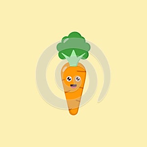 Cute Carrot Character Icon, Logo, and illustration