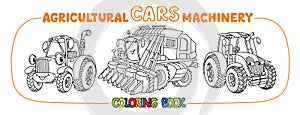 Cute cars coloring book set Agricultural machinery