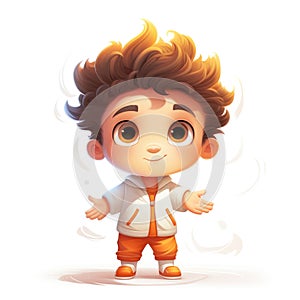 Cute cartoon 3d character smiling boy.