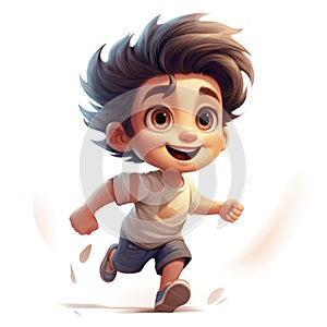 Cute cartoon 3d character smiling boy.
