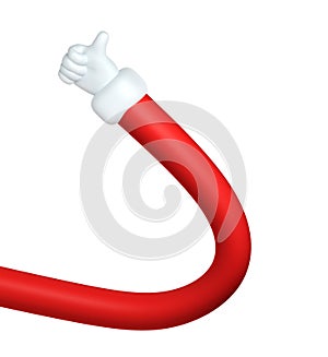 Cute cartoon 3D Thumb up hand making like gesture of Santa Claus Christmas icon. Style shows okay sign rendering