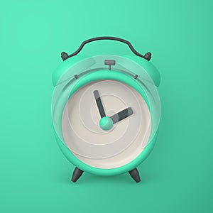 Cute cartoon alarm clock. 3d realistic table clock with shaddow. Vector illustration