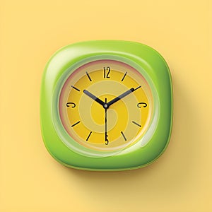 Cute cartoon alarm clock with lightning. 3d realistic table clock with shaddow. Vector illustration.GenerativeAI.