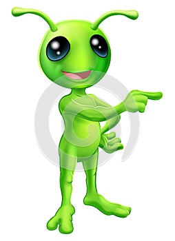 Cute Cartoon Alien Pointing